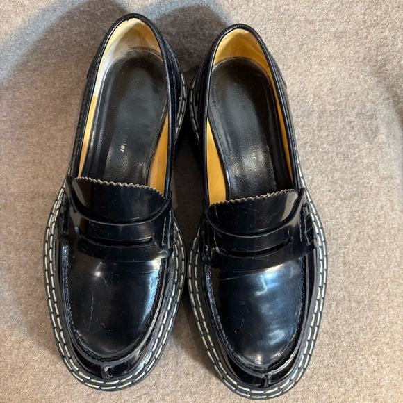 PROENZA SCHOULER Sz 39 Chunky Penny Loafers Contrasting Stitching Patent Leather - Picture 5 of 12